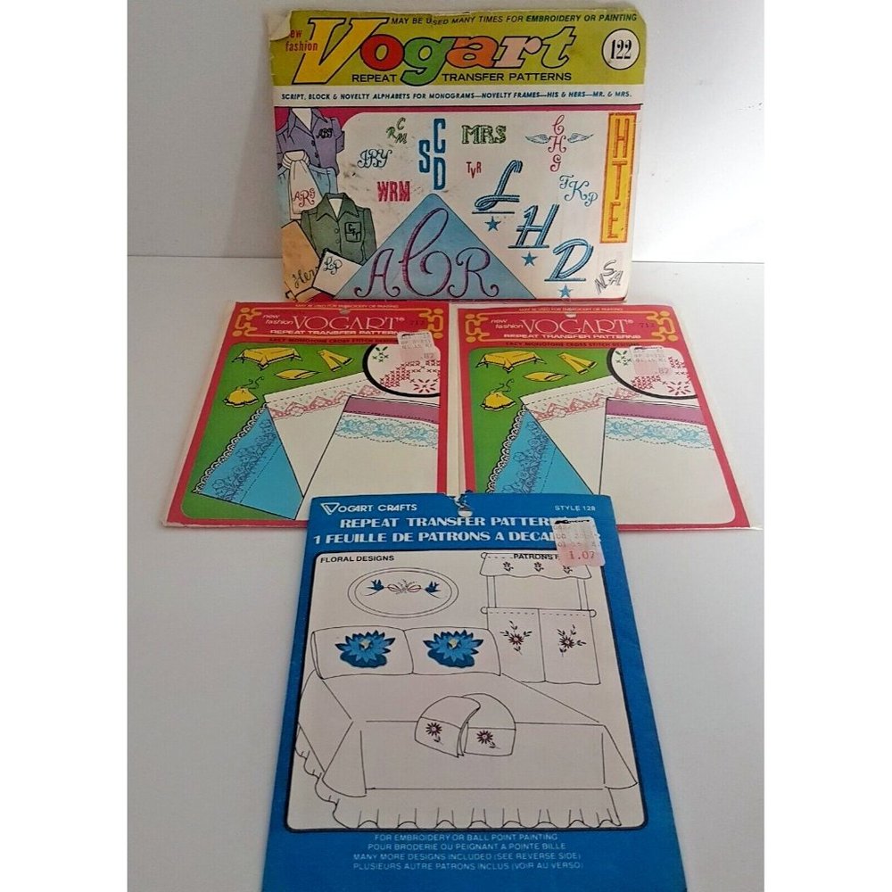 Lot Of 4 Vintage VOGART Repeat Transfer Patterns Made in USA